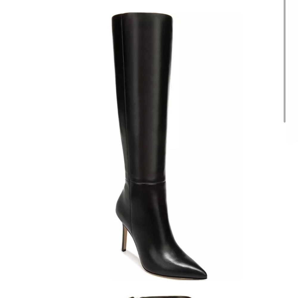 VERONICA BEARD Lisa Tall Black Pointed Toe Leather Boots Knee High New 9 - Picture 3 of 11